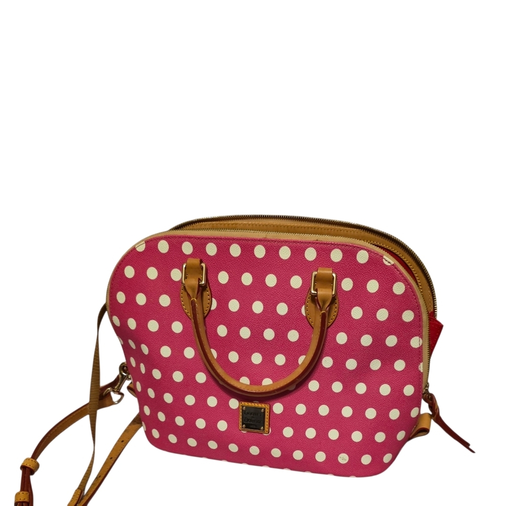 Dooney & Bourke Pink and White Polka Dot Satchel And Wallet
